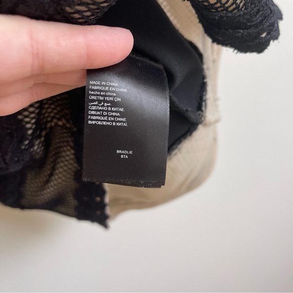 Bebe mini dress black lace nude sheer long sleeves women’s size small - Picture 11 of 14